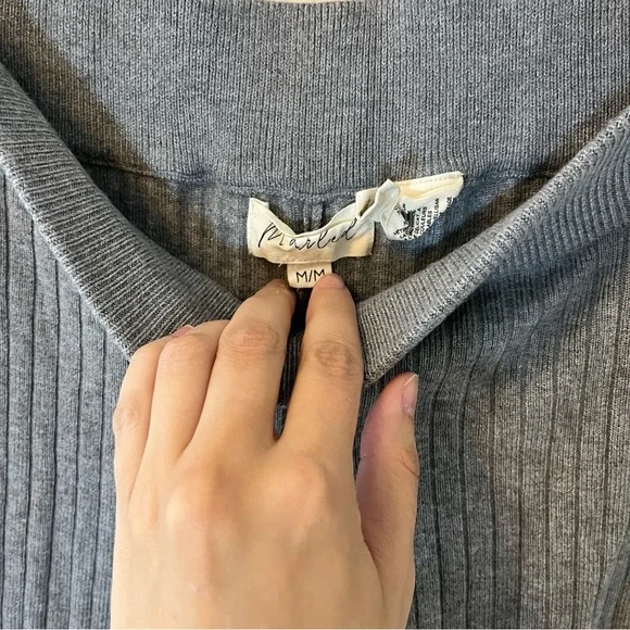 Gray Ribbed Wide-Leg Pants - Picture 3 of 8